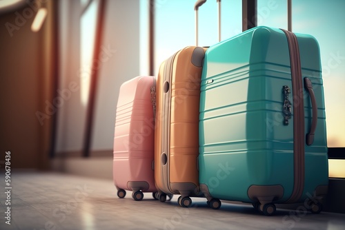 Luggage suitcases. Travel concept. Generative AI