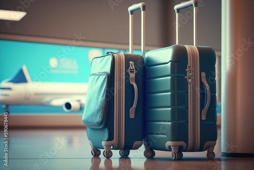 Luggage suitcases. Travel concept. Generative AI © DZMITRY