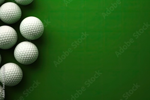 Golf Balls On Side With Green Background And Backdrop Generative AI photo