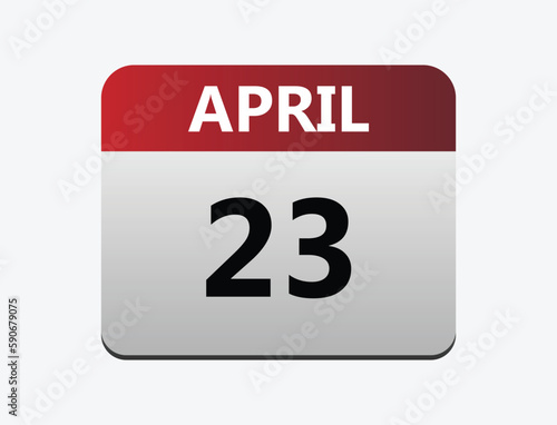 April 23th calendar icon vector. Concept of schedule. business and tasks. vector illustrator.