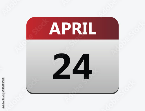 April 24th calendar icon vector. Concept of schedule. business and tasks. vector illustrator.