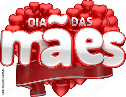 Etiqueta do dia das maes no brasil 3d render photo