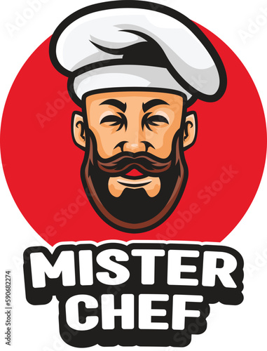 Vector illustration of chef mascot logo with premium quality stock