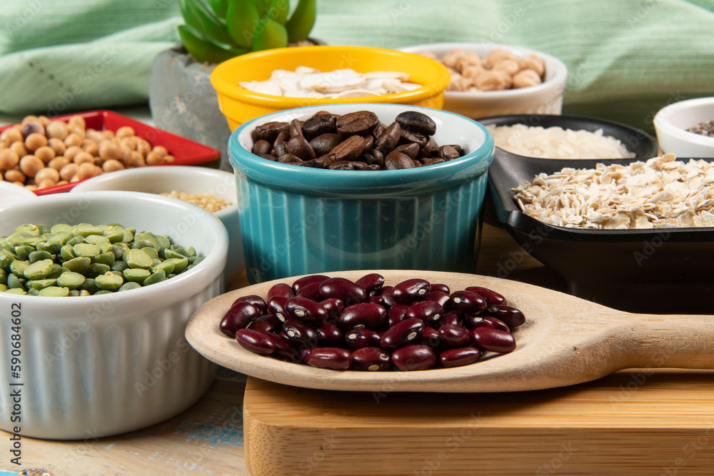 variety of legume seeds in bowls variety of legume seeds in bowls