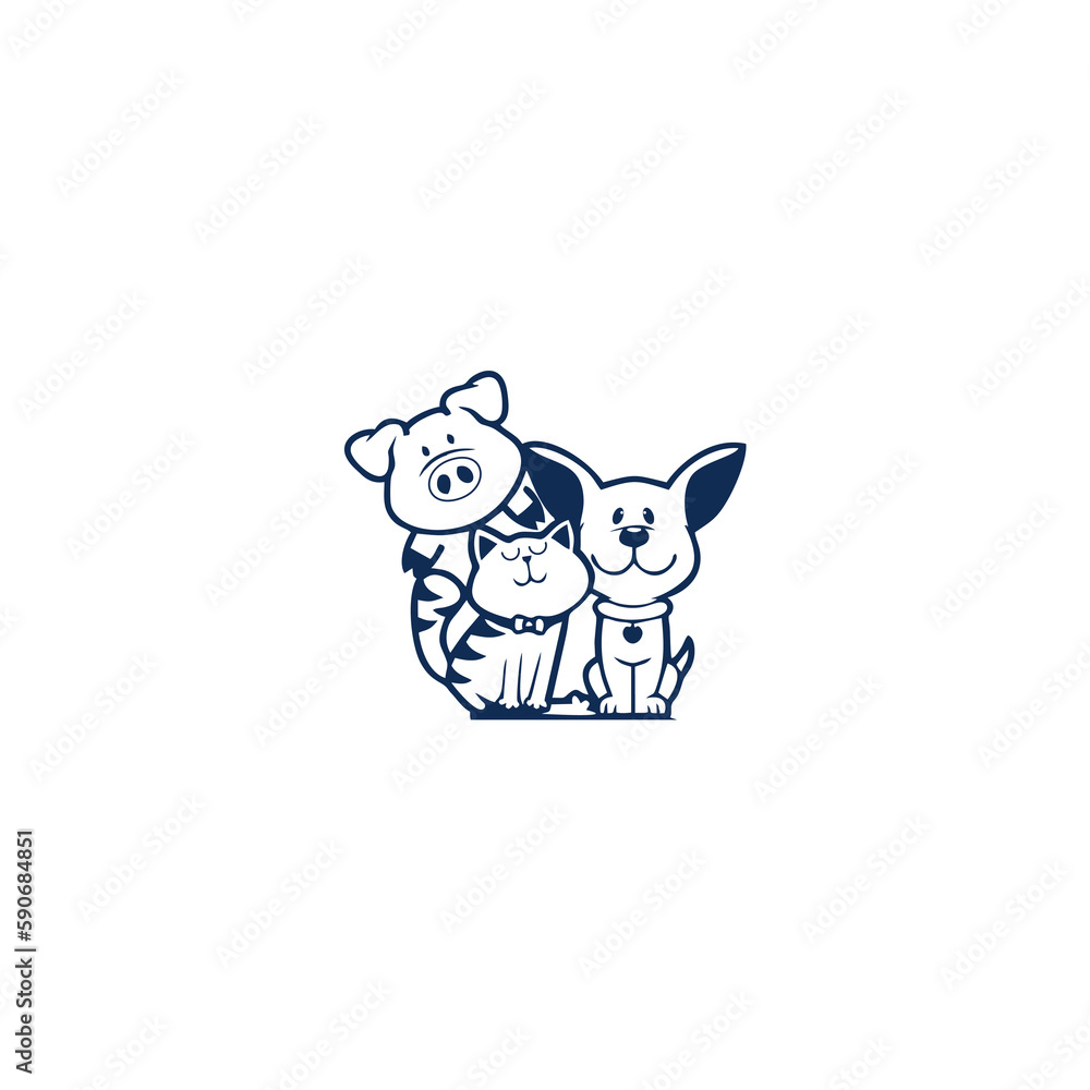 dog logo design, animal vector illustration