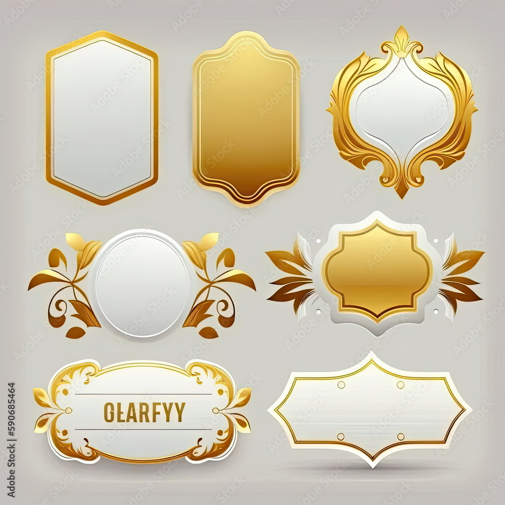 empty gold labels , vector illustration, Made by AI,Artificial intelligence empty gold labels , vector illustration, Made by AI,Artificial intelligence