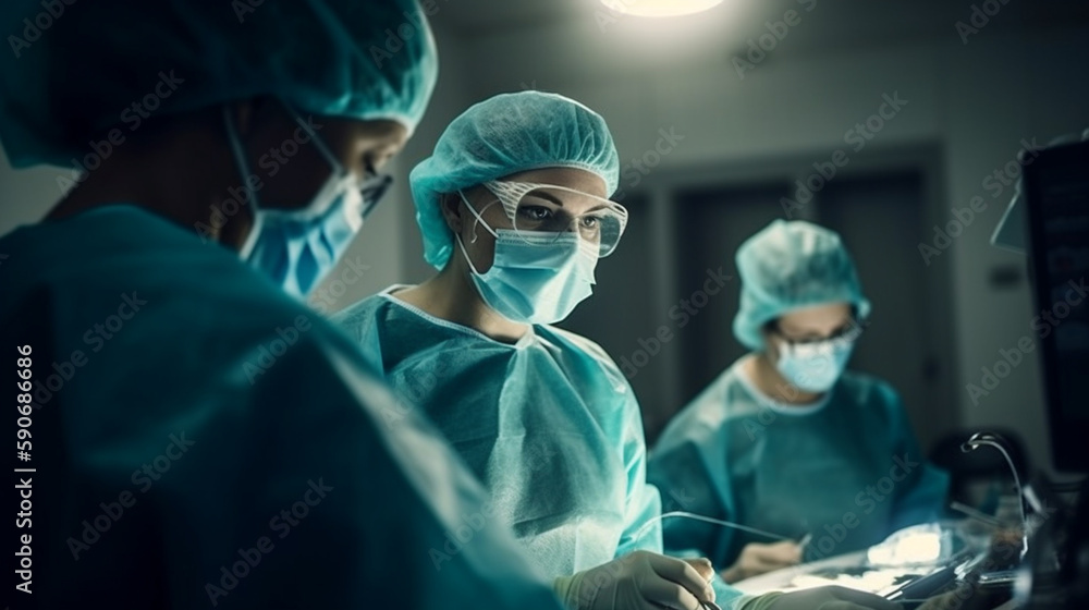 doctor Team surgeon at work in operating room. - obrazy, fototapety, plakaty 