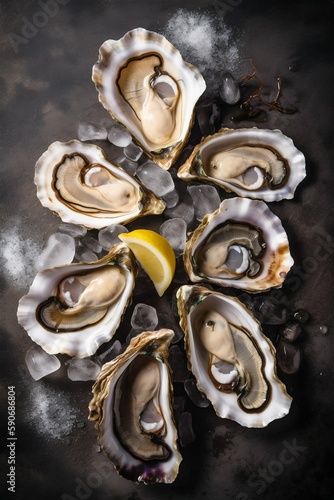 Oysters sea food. Generative AI