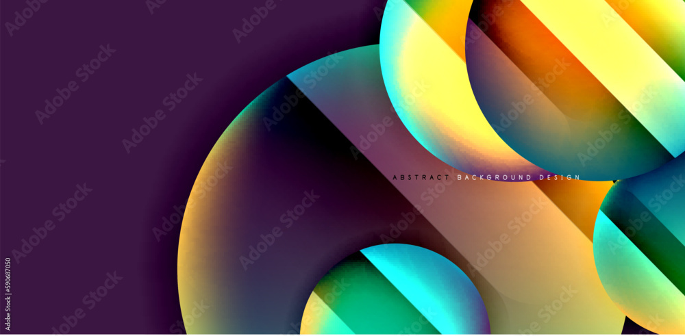 Colorful shiny and glossy circles abstract composition with light and shadow effects, geometric vector abstract background Colorful shiny and glossy circles abstract composition with light and shadow effects, geometric vector abstract background