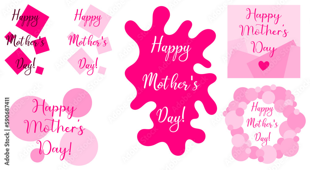 Mother's Day greetings with pink decorations. In the month of May