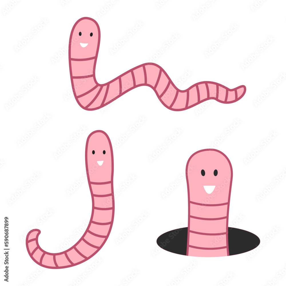 Fototapeta premium earthworm cute character cartoon