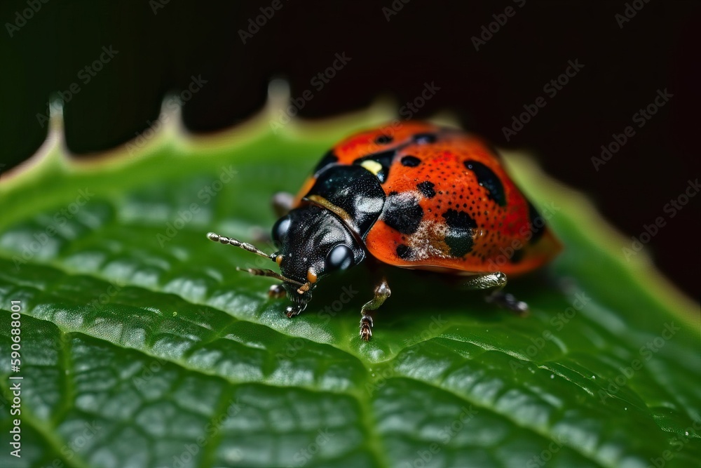 Naklejka premium ladybug on leaf