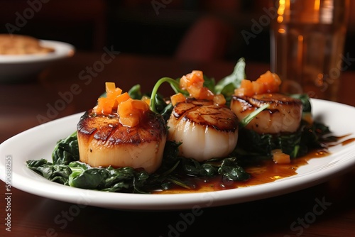 Succulent Seared Scallops for Foodies (Ai generated)