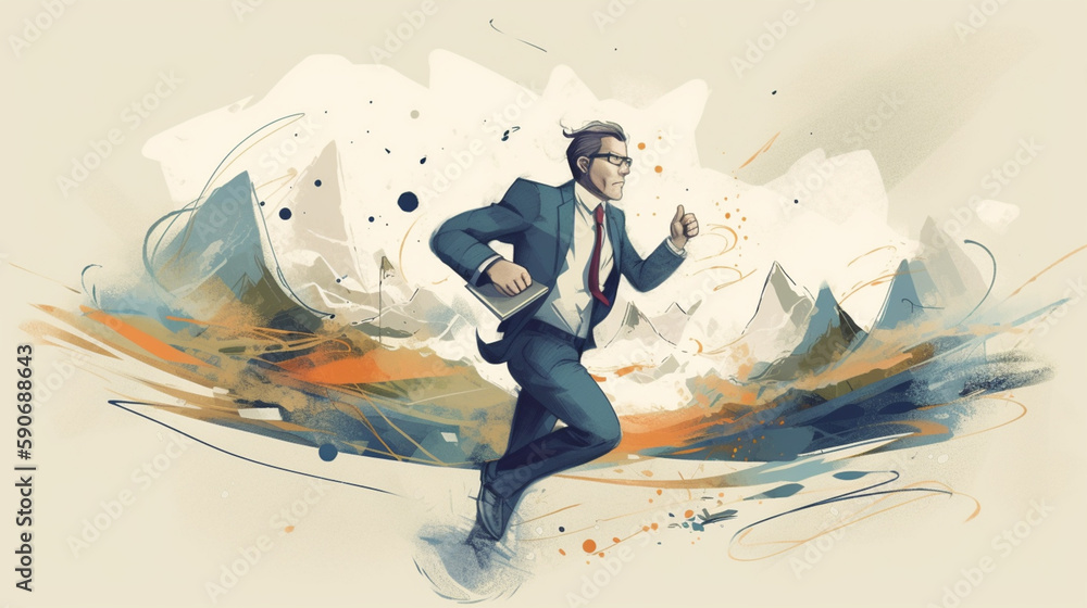 businessman running. Thought-provoking illustrations