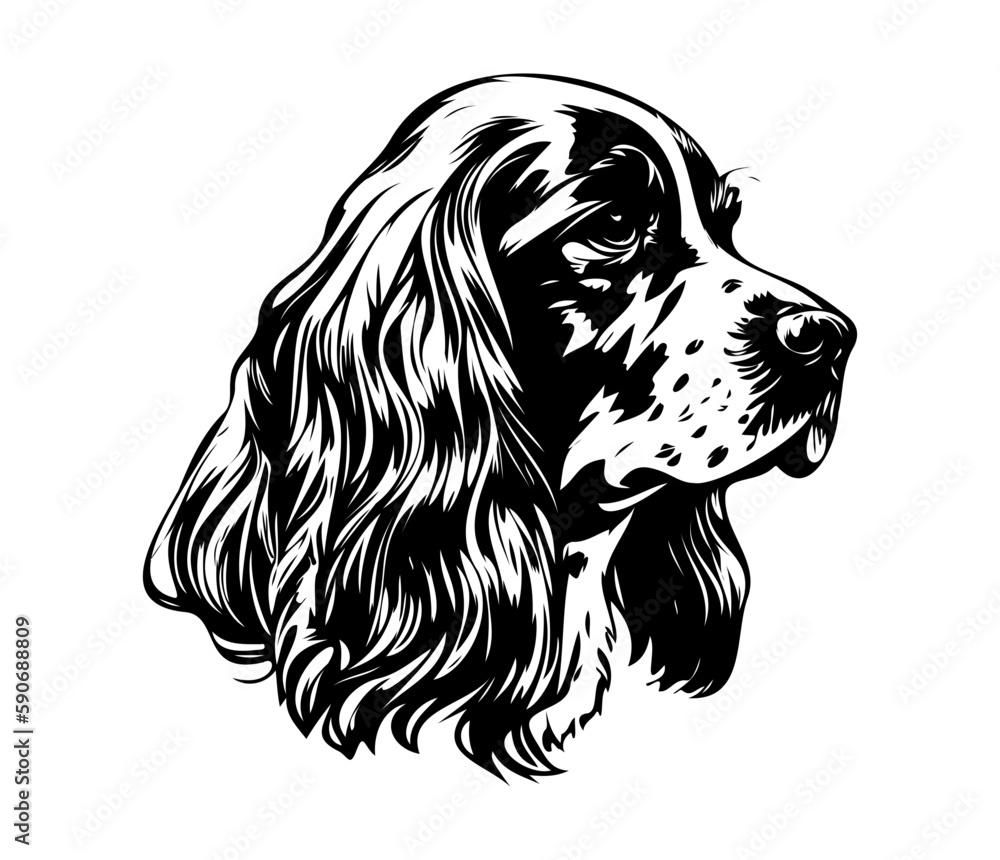 English Cocker Spanie Face, Silhouettes Dog Face SVG, black and white English Cocker Spanie vector English Cocker Spanie Face, Silhouettes Dog Face SVG, black and white English Cocker Spanie vector