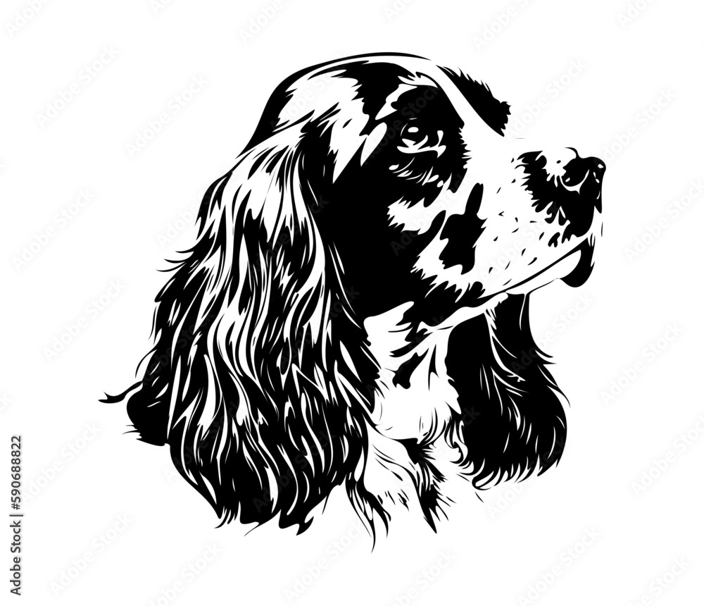 English Cocker Spanie Face, Silhouettes Dog Face SVG, black and white English Cocker Spanie vector English Cocker Spanie Face, Silhouettes Dog Face SVG, black and white English Cocker Spanie vector