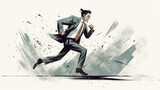businessman running. Thought-provoking illustrations Generative AI