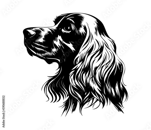 English Cocker Spanie Face  Silhouettes Dog Face SVG  black and white English Cocker Spanie vector
