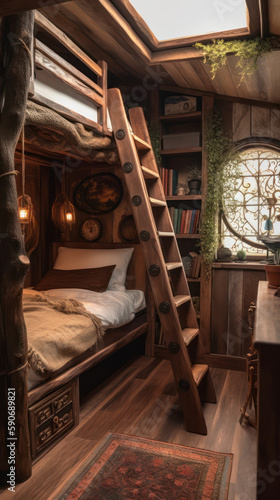 Fantasy Cottage Bedroom, AI