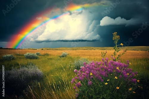 rainbow over the meadow
