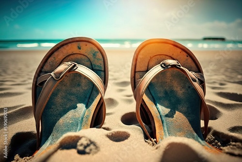 Beach Bummin': Flip Flops on a Lazy Summer Day (Ai generated)