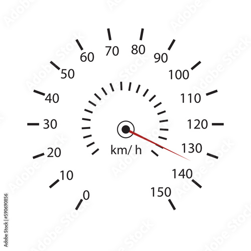 Speedometer isolated on white background. Sport car odometer with motor miles measuring scale. Racing speed counter. Engine power concept template. Vector illustration