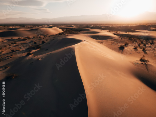 sunset and dunes in the desert