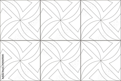 Wallpaper Mural マジョリカタイル6 シームレスパターン 線画
 Torontodigital.ca