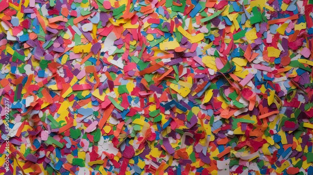 Rainbow colourful shredded paper confetti texture background