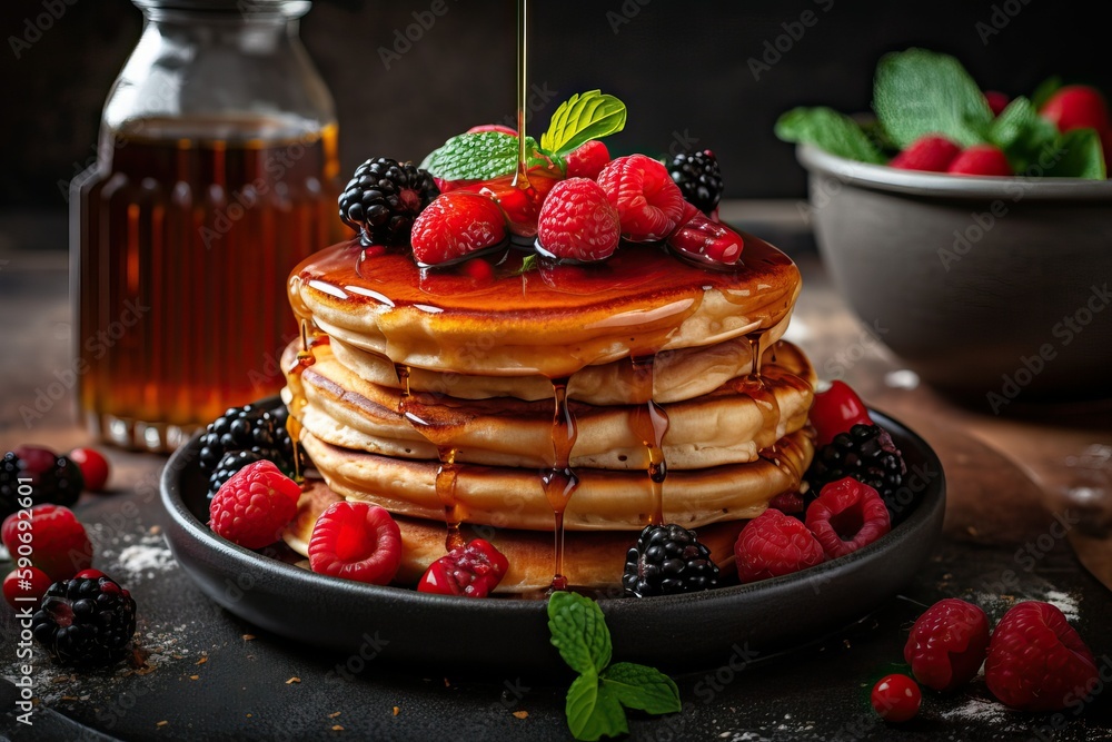 Stack of Pancakes with Berry Compote (Ai generated) Stack of Pancakes with Berry Compote (Ai generated)