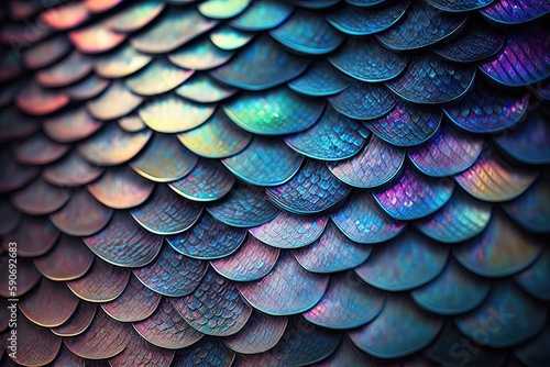 Wallpaper Mural Iridescent dragon scale pattern texture background generated by AI Torontodigital.ca