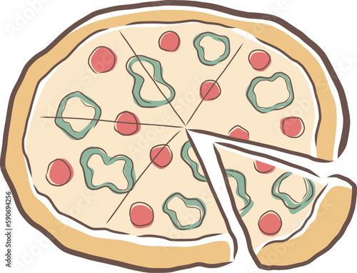 美味しそうなピザのイラスト素材