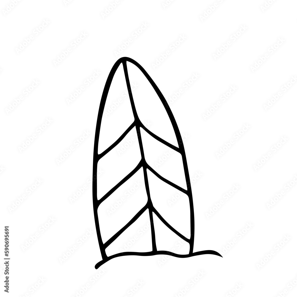 doodle surfboard illustration in vector. surfboard icon. vector illustration on white bacground doodle surfboard illustration in vector. surfboard icon. vector illustration on white bacground
