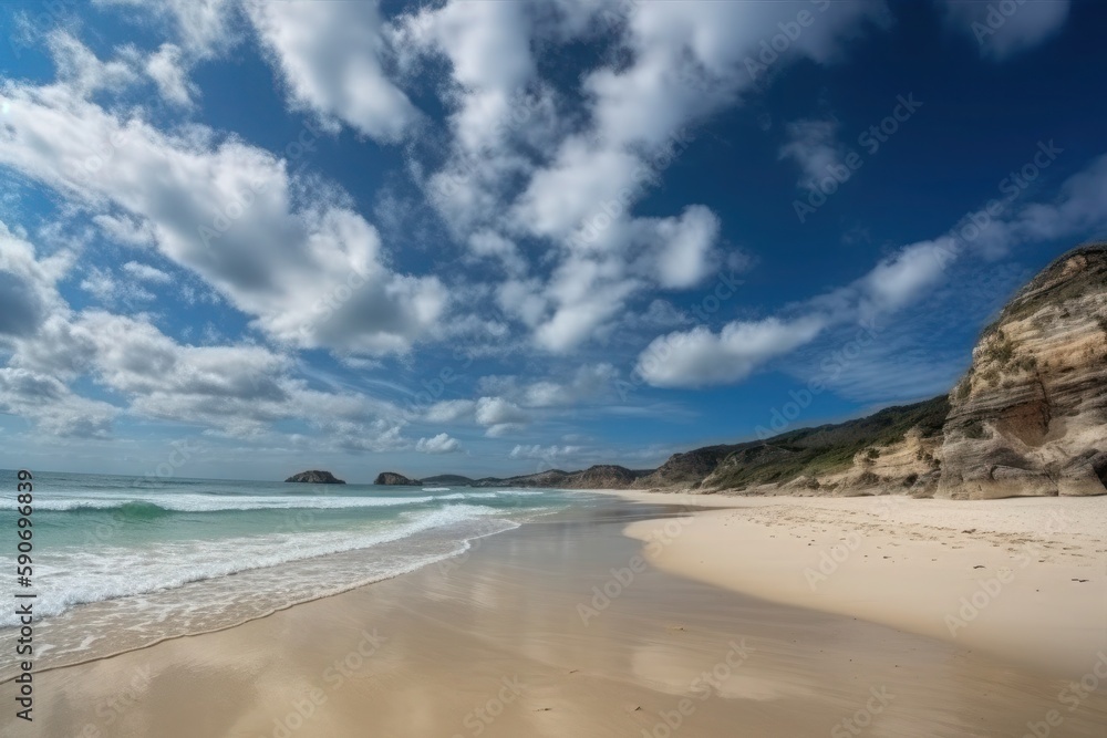 beach and sky, 
A trip to a beautiful beach, Generative AI