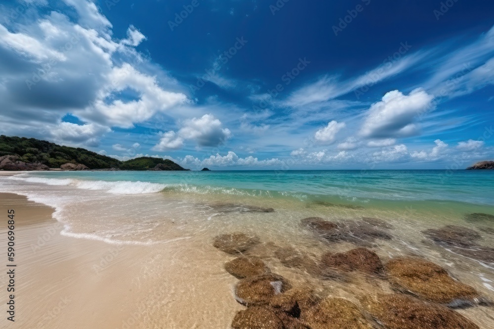 Obraz premium beach and sky, A trip to a beautiful beach, Generative AI