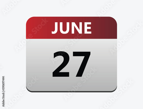 June 27th calendar icon vector. Concept of schedule. business and tasks. vector illustrator.