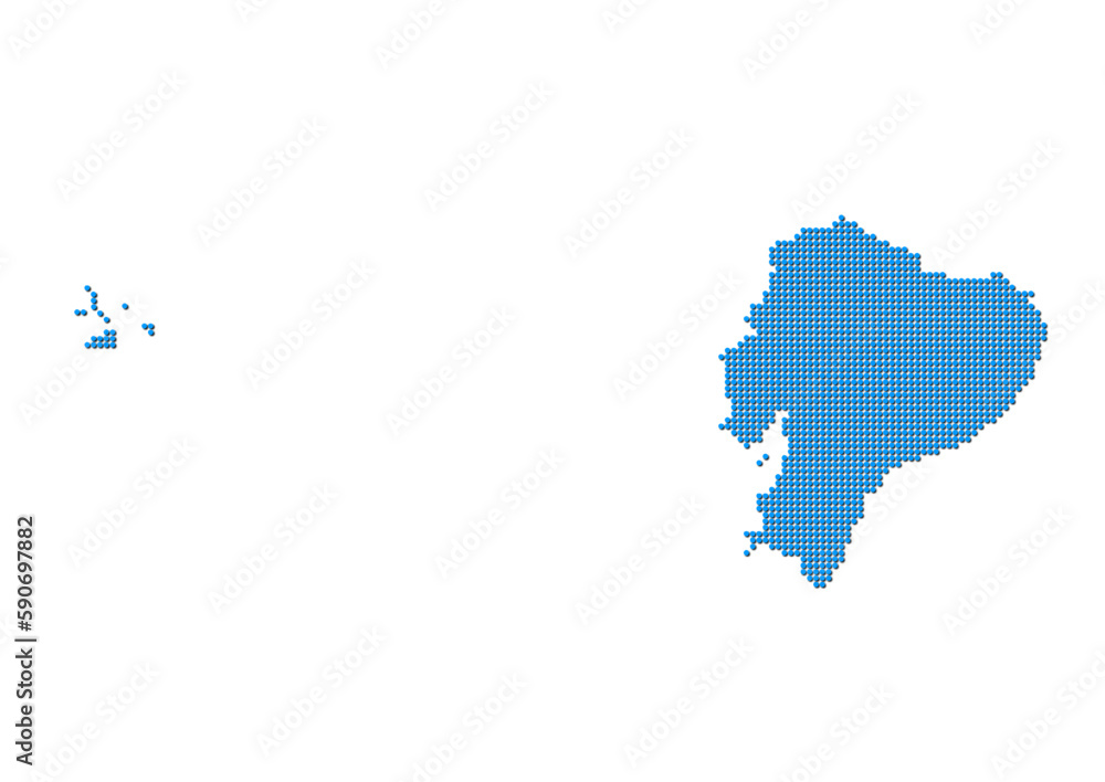 Fototapeta premium An abstract representation of Ecuador, vector Ecuador map made using a mosaic of blue dots with shadows. Illlustration suitable for digital editing and large size prints. 