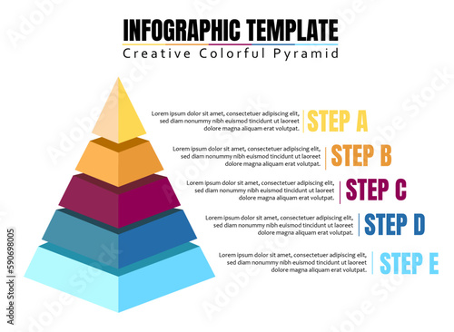 Infographic Template Creative Colorful Pyramid. Suitable for marketing presentation. Business presentation. Web infographic icon