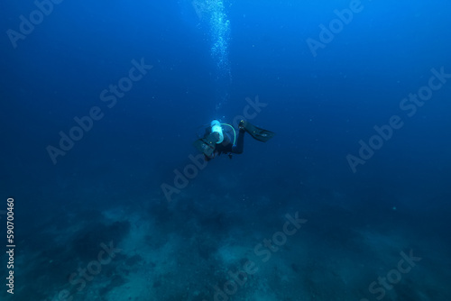 air bubbles underwater background diving in the sea © kichigin19