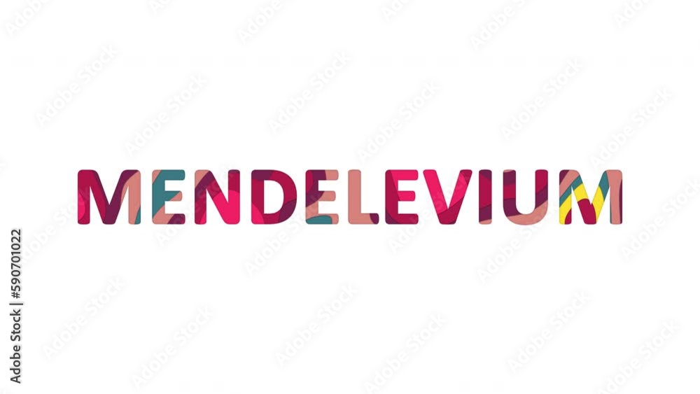 Multi-colored inscription Element of periodic table MENDELEVIUM with colored spots floating inside. Looped from frame 120 to 839, Alpha BW at the end Multi-colored inscription Element of periodic table MENDELEVIUM with colored spots floating inside. Looped from frame 120 to 839, Alpha BW at the end
