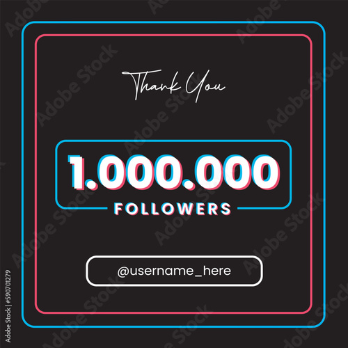 thank you 1m followers tiktok celebration banner template	