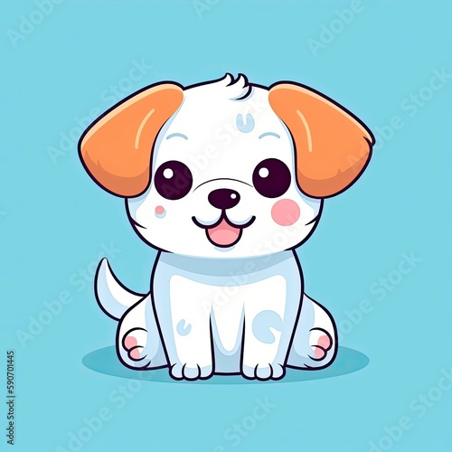 Cute dog sitting cartoon vector icon illustration animal nature icon concept isolated flat  generat ai