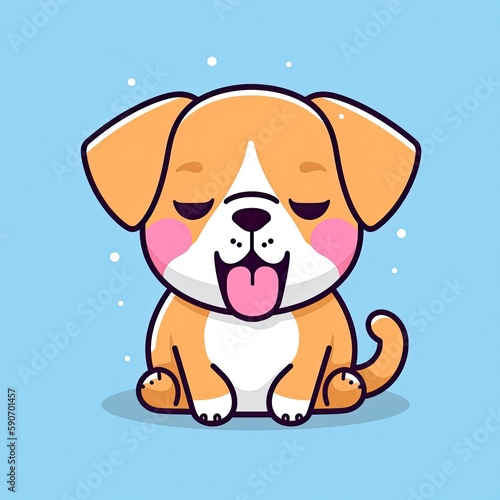 Cute dog sticking her tongue out cartoon icon illustration  generat ai