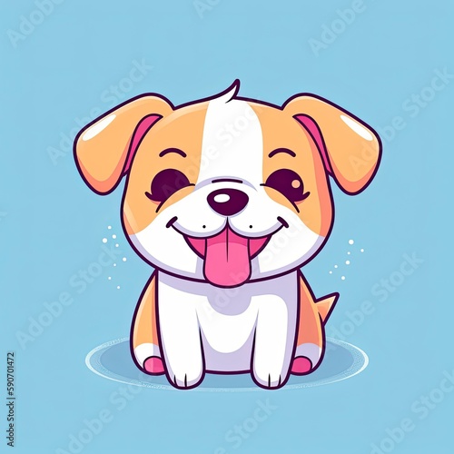 Cute dog sticking her tongue out cartoon icon illustration, generat ai