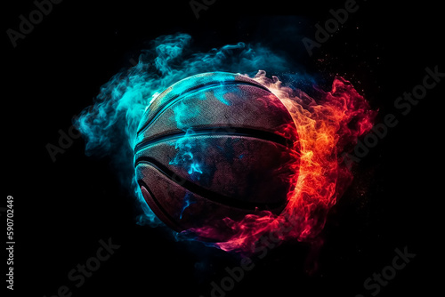Color splash basketball. Generative AI