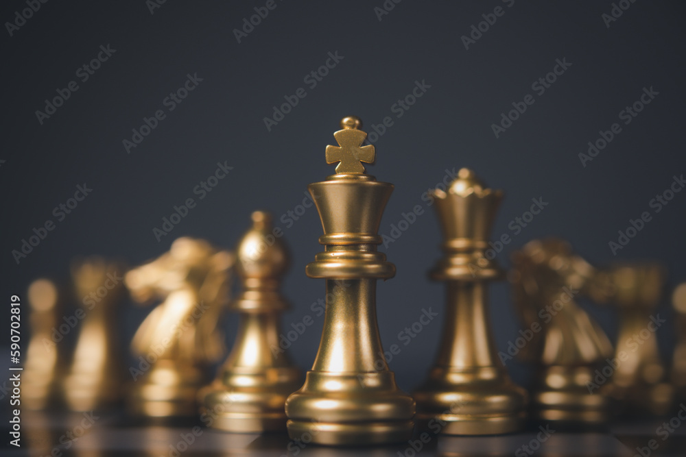 Chess board game, business competitive. Set of golden chess pieces. Chess board game, business competitive. Set of golden chess pieces.