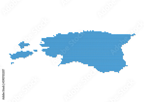 An abstract representation of Estonia, vector Estonia map made using a mosaic of blue dots with shadows. Illlustration suitable for digital editing and large size prints. 