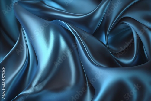 Wallpaper Mural Dark blue silk fabric background, view from above. Smooth elegant blue silk or satin luxury cloth texture can use as abstract background with copy space, close-up, Generative AI Torontodigital.ca