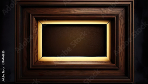 Mahogany picture frame. Picture frame dark red black brown. AI Generated. © wittayayut