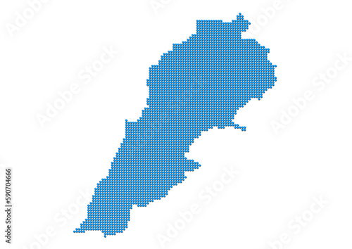 An abstract representation of Lebanon, vector Lebanon map made using a mosaic of blue dots with shadows. Illlustration suitable for digital editing and large size prints. 